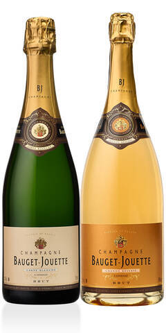 Coffret Cadeau Champagne Bauget-Jouette : 1 bouteille de Champagne Bauget-Jouette Carte Blanche 75 cl + 1 bouteille de Champagne Bauget-Jouette Grande Réserve