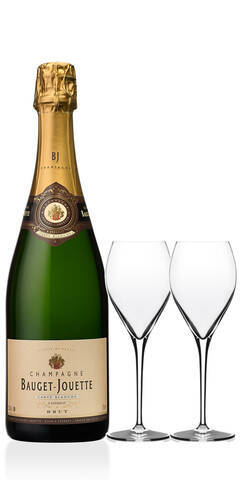 Coffret Champagne Bauget-Jouette Carte Blanche + 2 flûtes personnalisées